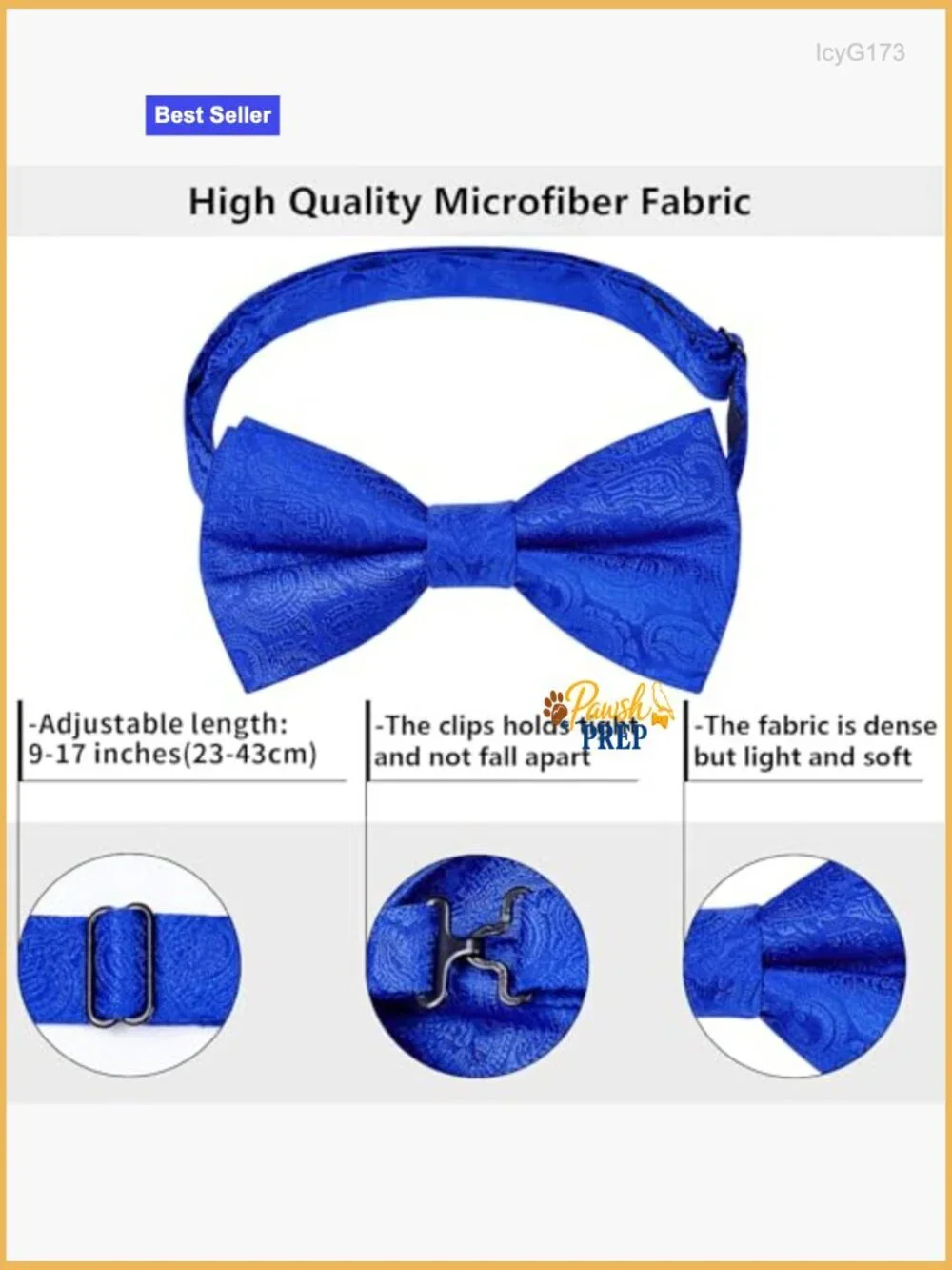 Pre-Tied Bow Tie Set with Pocket Square and Cufflinks, Adjustable